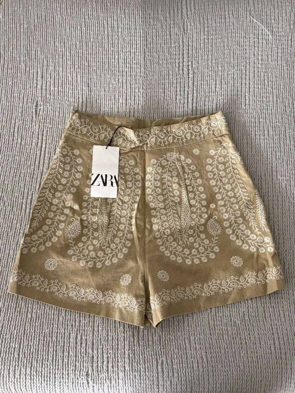 Zara High-Rise Embroidered Bermuda Shorts